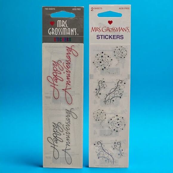 Mrs. Grossman's Sealed Sticker Strips 4 Sheets RF Happy Anniversary & Magic Dust - Picture 1 of 4